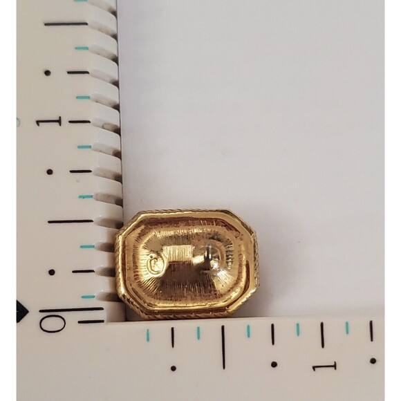 Vintage Swarovski Earrings Gold Tone Emerald Cut White Crystal Swan Signed - Picture 4 of 5